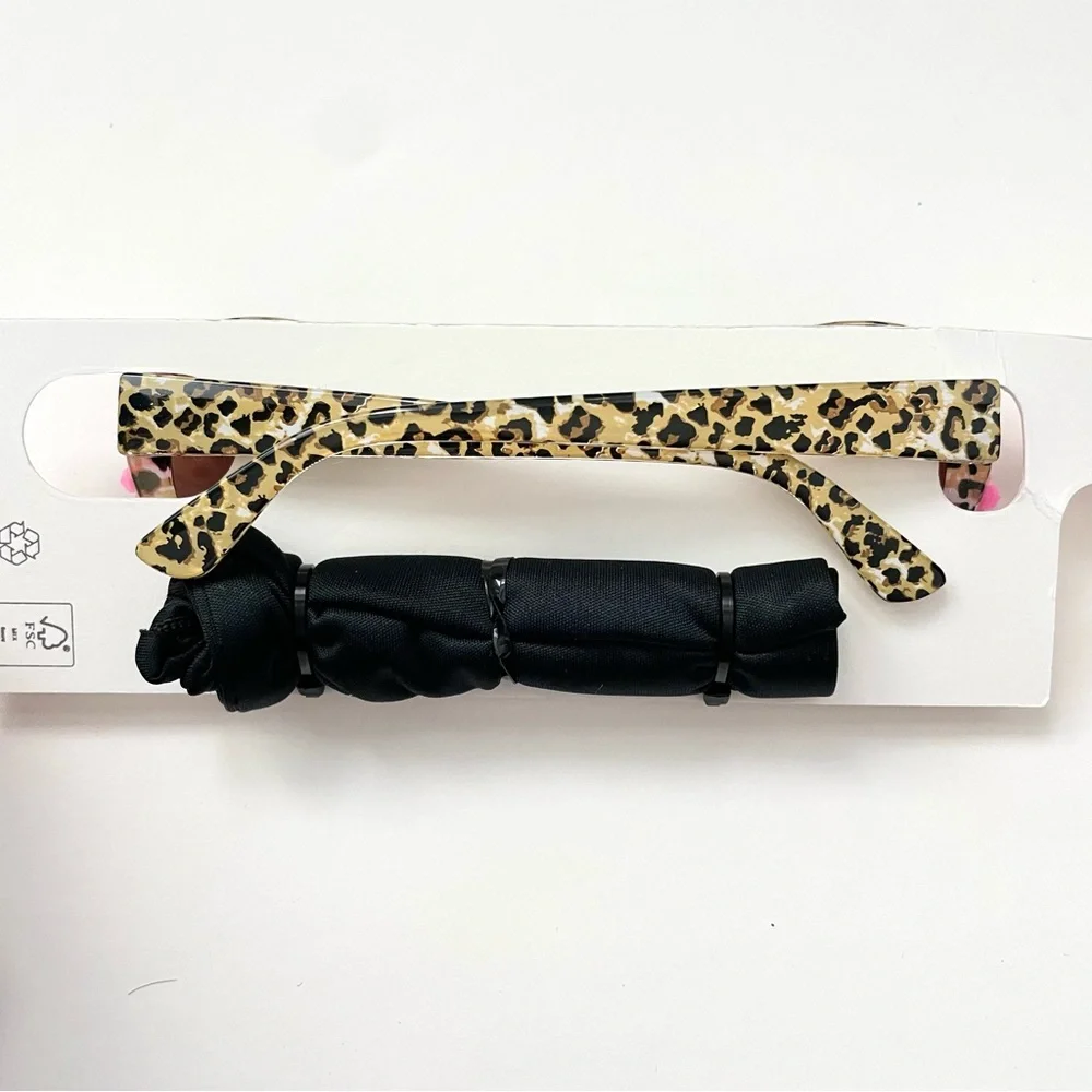 Retro Girls Heart Shape Sunglasses with Leopard Pattern and Roses